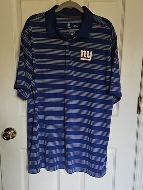 Nike  NY GIANTS Blue Striped Golf  Polo Xl.